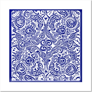 Paisley Print - Lapis Blue Aesthetic Posters and Art